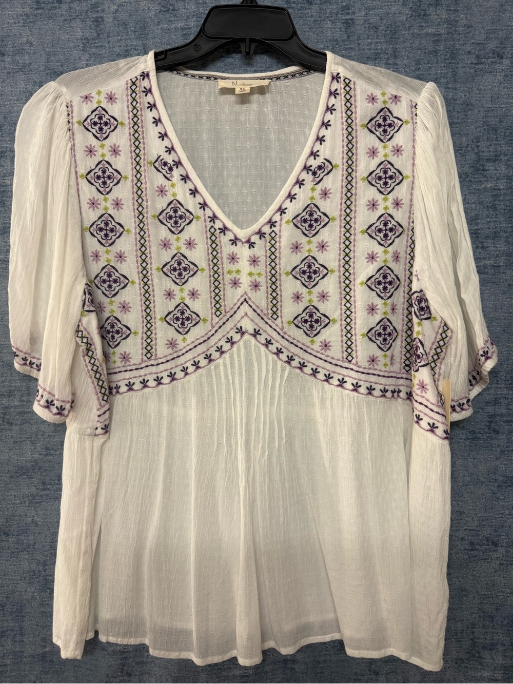 Women’s White Peasant Blouse 2X